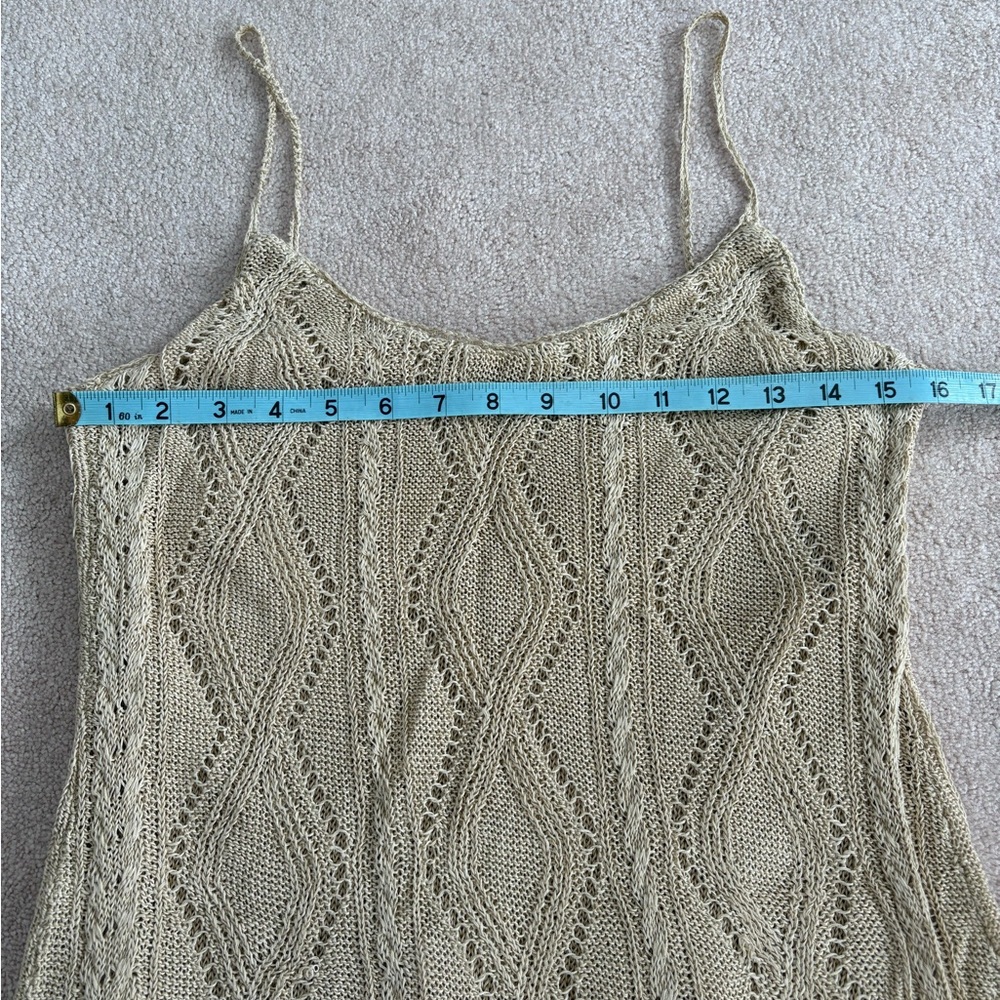 Ralph Lauren Crochet Knit Beige Maxi Slip Dress - Picture 2 of 7